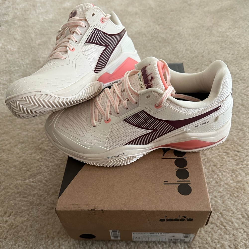 Diadora Blushield Torneo 3 AG Womens Clay Tennis Shoe size 7.5 new never worn - Picture 7 of 13